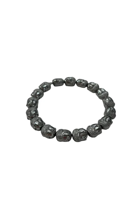 Silver Link Bracelet-Buddha Bracelet -Chrome