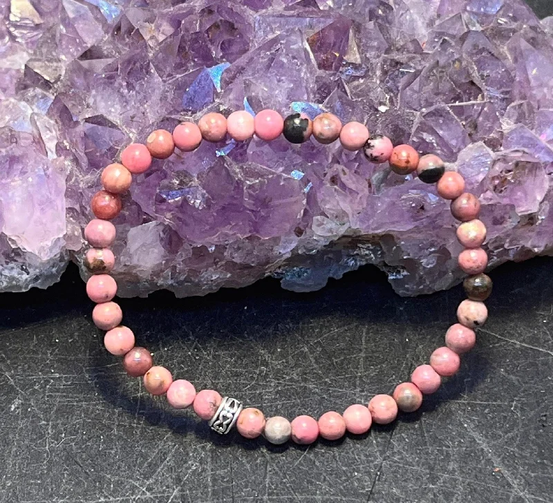 Adjustable Charm Beaded Bracelet-Rhodonite Stretchy Bracelet