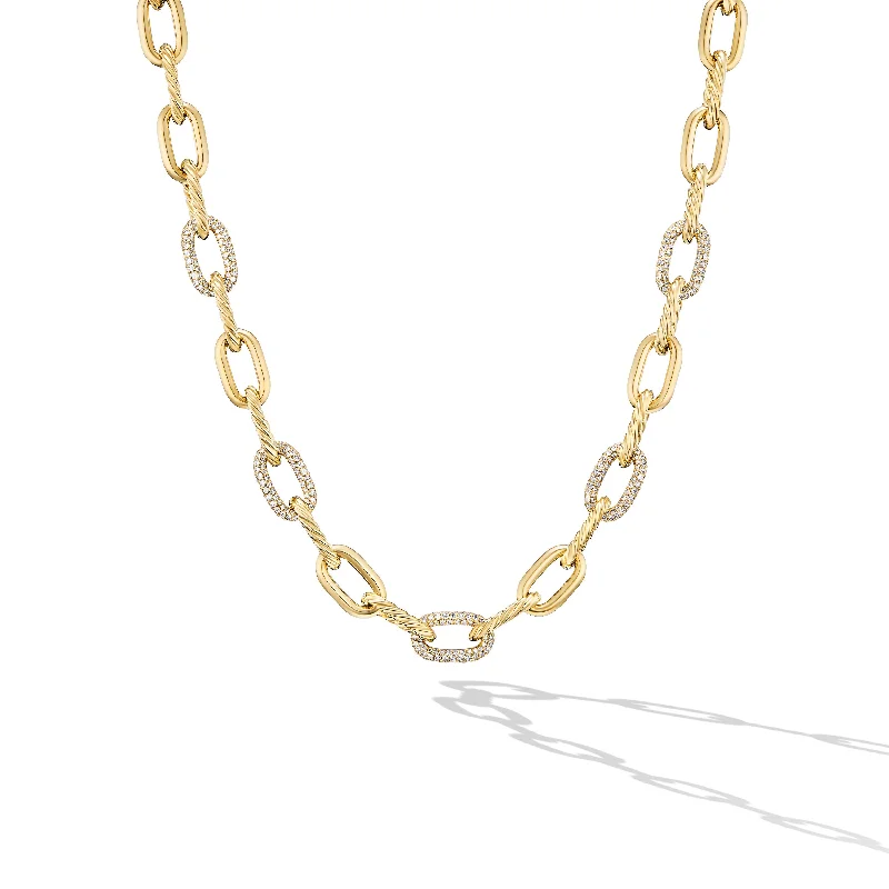 Gold Bead Pendant Necklace-DY Madison® Chain Necklace in 18K Yellow Gold with Diamonds\, 8.5mm