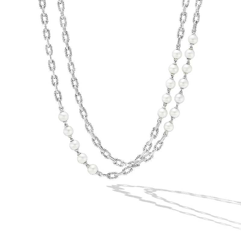 Bridal Gemstone Necklace-DY Madison® Chain Necklace in Sterling Silver with Pearls\, 6mm