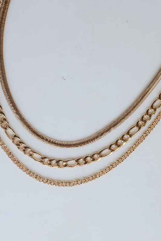 Modern Crystal Necklace-Gianna Gold Layered Chain Necklace