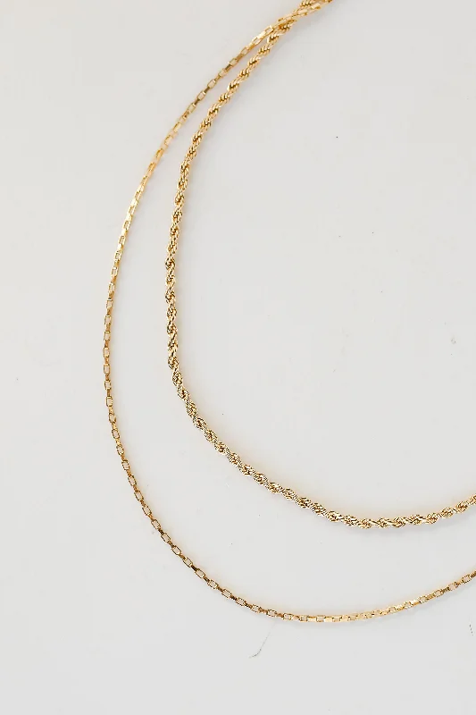 Handcrafted Gold Necklace-FINAL SALE - Natalia Gold Layered Chain Necklace