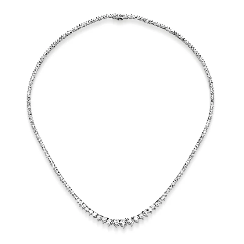 Designer Necklace for Weddings-7.50 ct Round Brilliant Cut Lab Grown Diamond Graduated Tennis Necklace in 14k White Gold