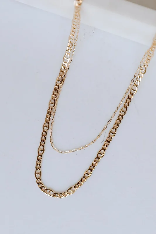 Dainty Silver Necklace-Isabella Gold Layered Chain Necklace