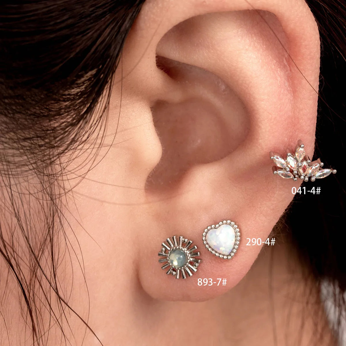 Dainty Diamond Ring-1 Piece IG Style French Style Simple Style Heart Shape Flower Inlay Copper Zircon Ear Studs