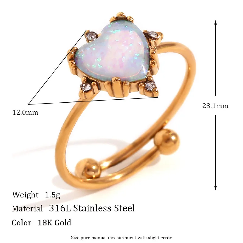 Adjustable Australian Gemstone Love Ring - Gold Blue