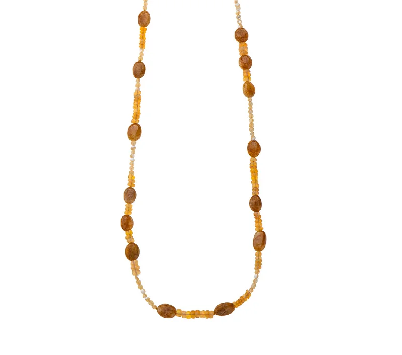 Natural Stone Pendant Necklace-Nava Zahavi Yellow Sapphire, Opal and MOP Necklace