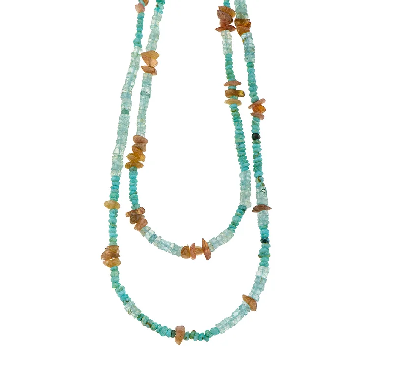 Two-Piece Necklace Set-Nava Zahavi Amber and Aquamarine Necklace