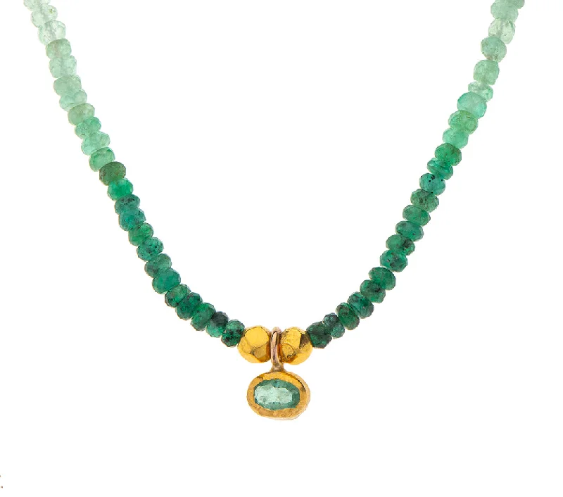 Simple Diamond Necklace-Nava Zahavi Emerald Yellow Gold Necklace