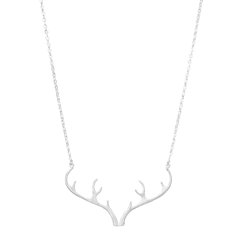 Birthstone Silver Necklace-Silver Antler Necklace