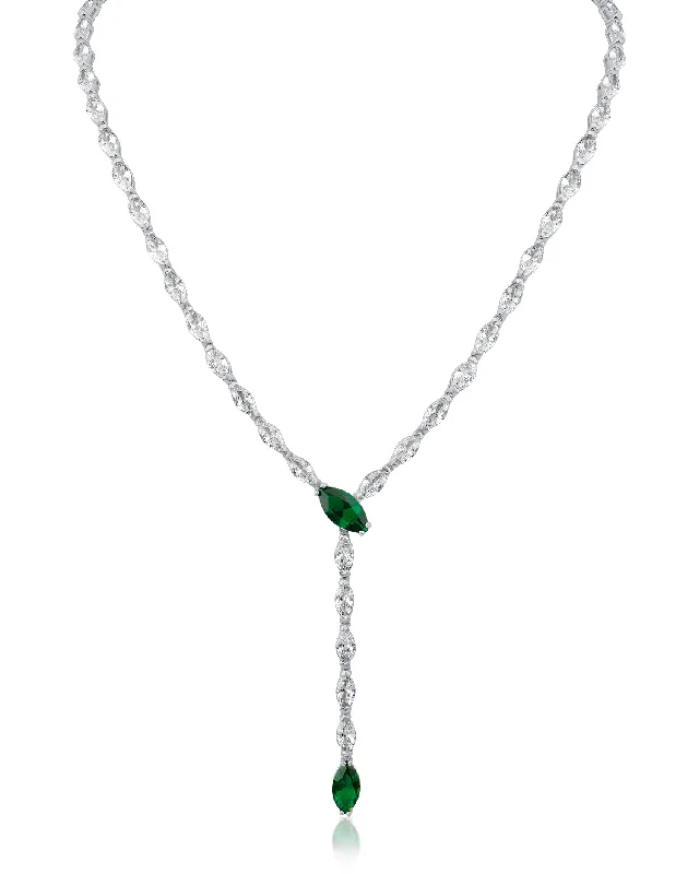 Heart Shaped Necklace-Marquise CZ Y-Necklace