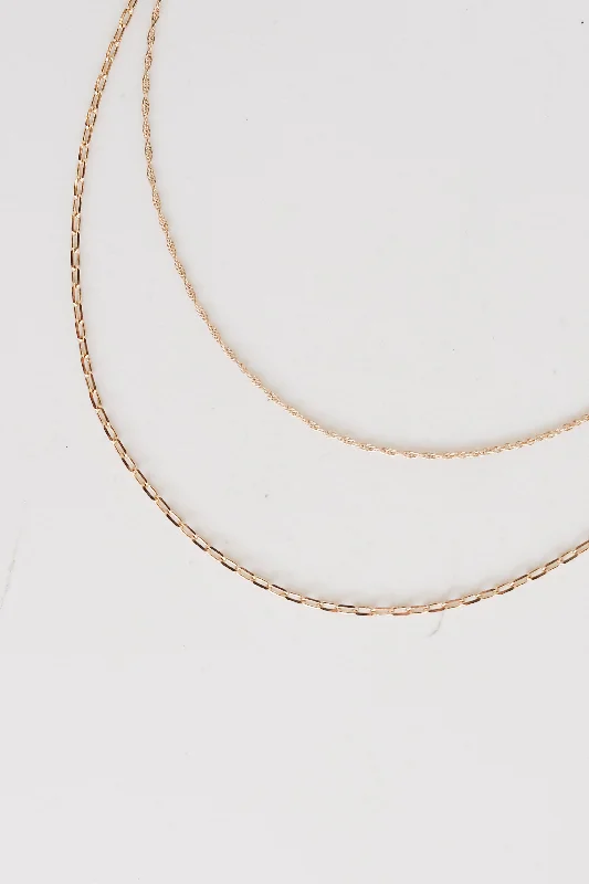 Long Diamond Pendant Necklace-FINAL SALE - Khloe Gold Layered Chain Necklace