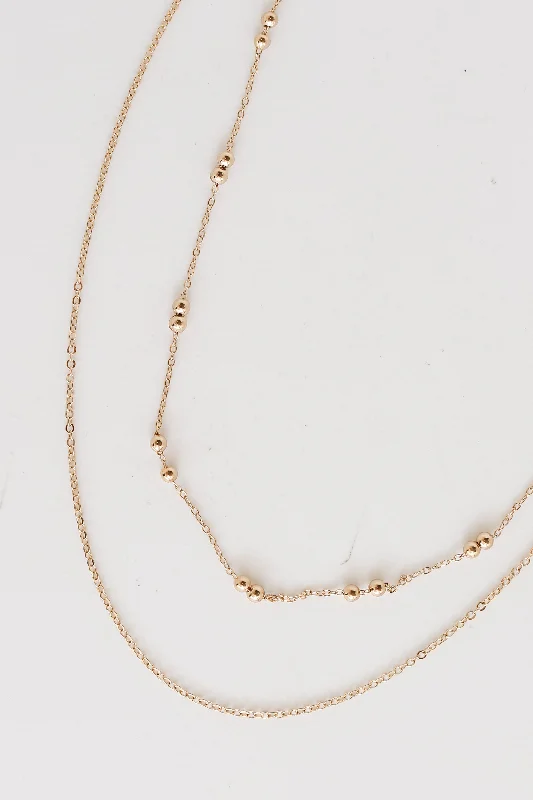 Simple Gold Chain Necklace-FINAL SALE - Nora Gold Layered Chain Necklace