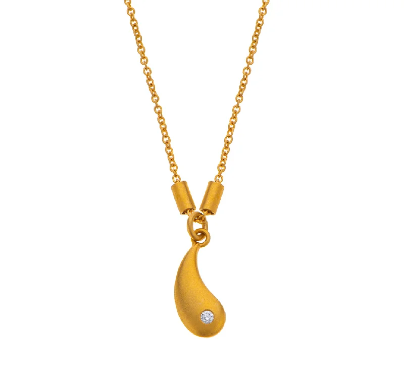 Unique Gold Necklace-Nava Zahavi Yellow Gold Wave Diamond Necklace