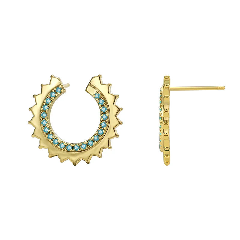 Gold Turquoise Stud Earrings