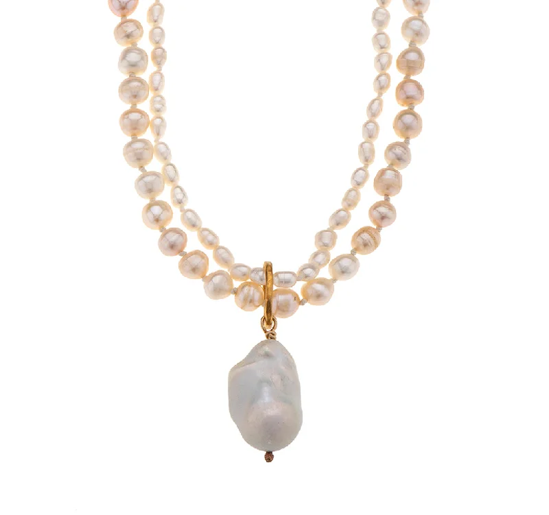 Unique Gold Pendant Necklace-Nava Zahavi Two-Strand Pearl Necklace