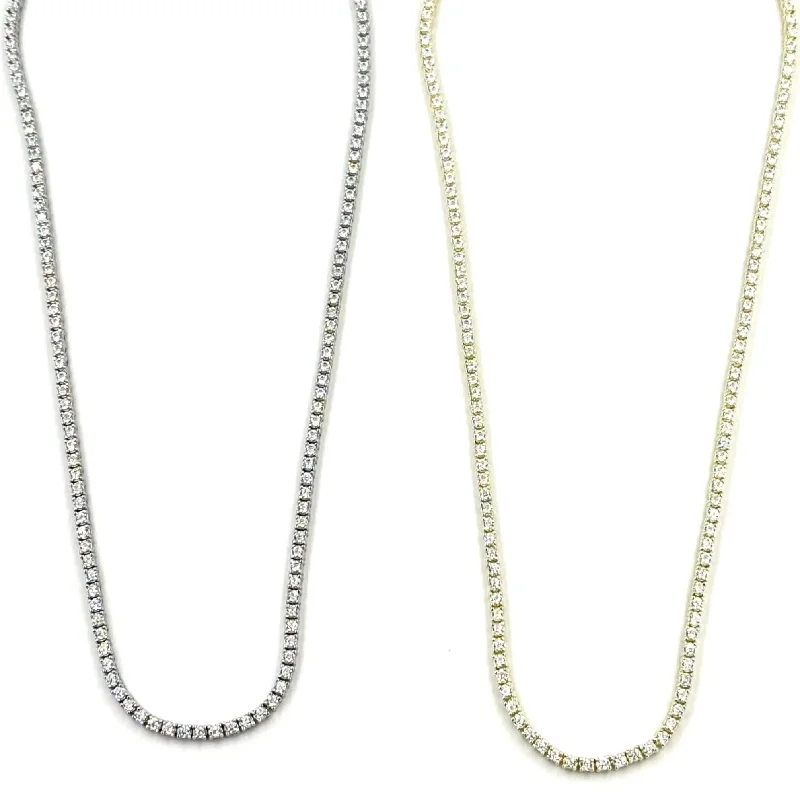 White Crystal Necklace-Ashley Gold Sterling Silver 5.00CTW Tennis Necklace