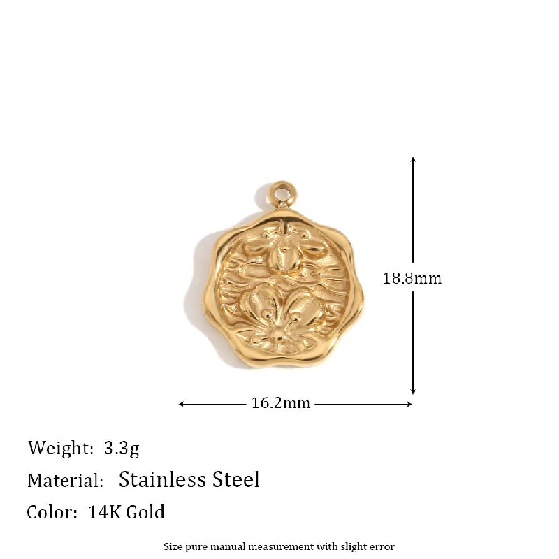 Irregular Octagonal Hydraulic Flower Pendant - Gold