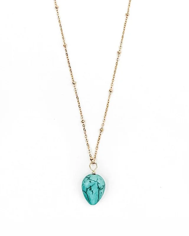 Dainty Diamond Necklace-Sabra Turquoise Necklace