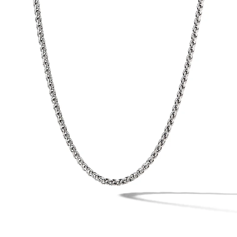 Fashion Silver Pendant Necklace-Wheat Chain Necklace in Sterling Silver\, 4mm