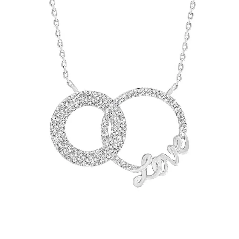 Silver Pendant Necklace-LADIES NECKLACE 0.50CT ROUND DIAMOND 10K WHITE GOLD