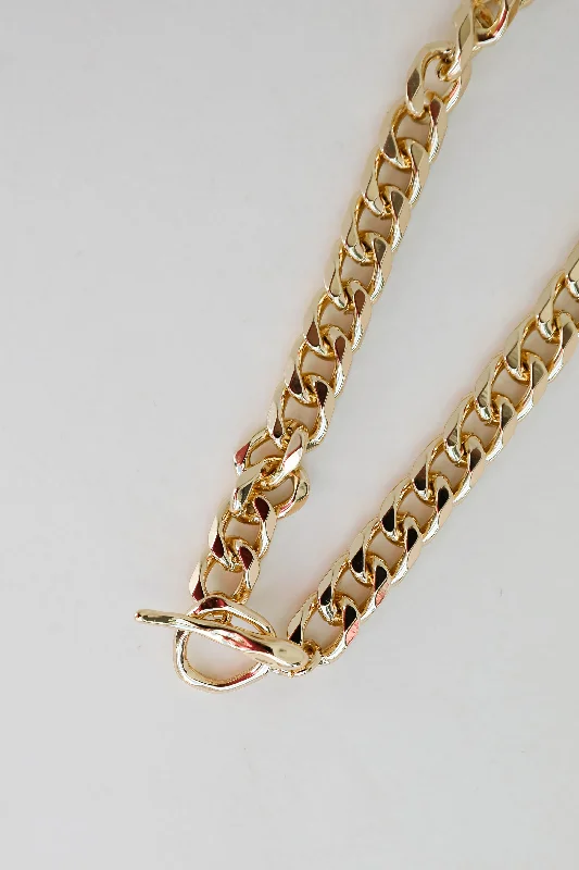 Sterling Silver Pendant Necklace-FINAL SALE - Harley Gold Chainlink Necklace