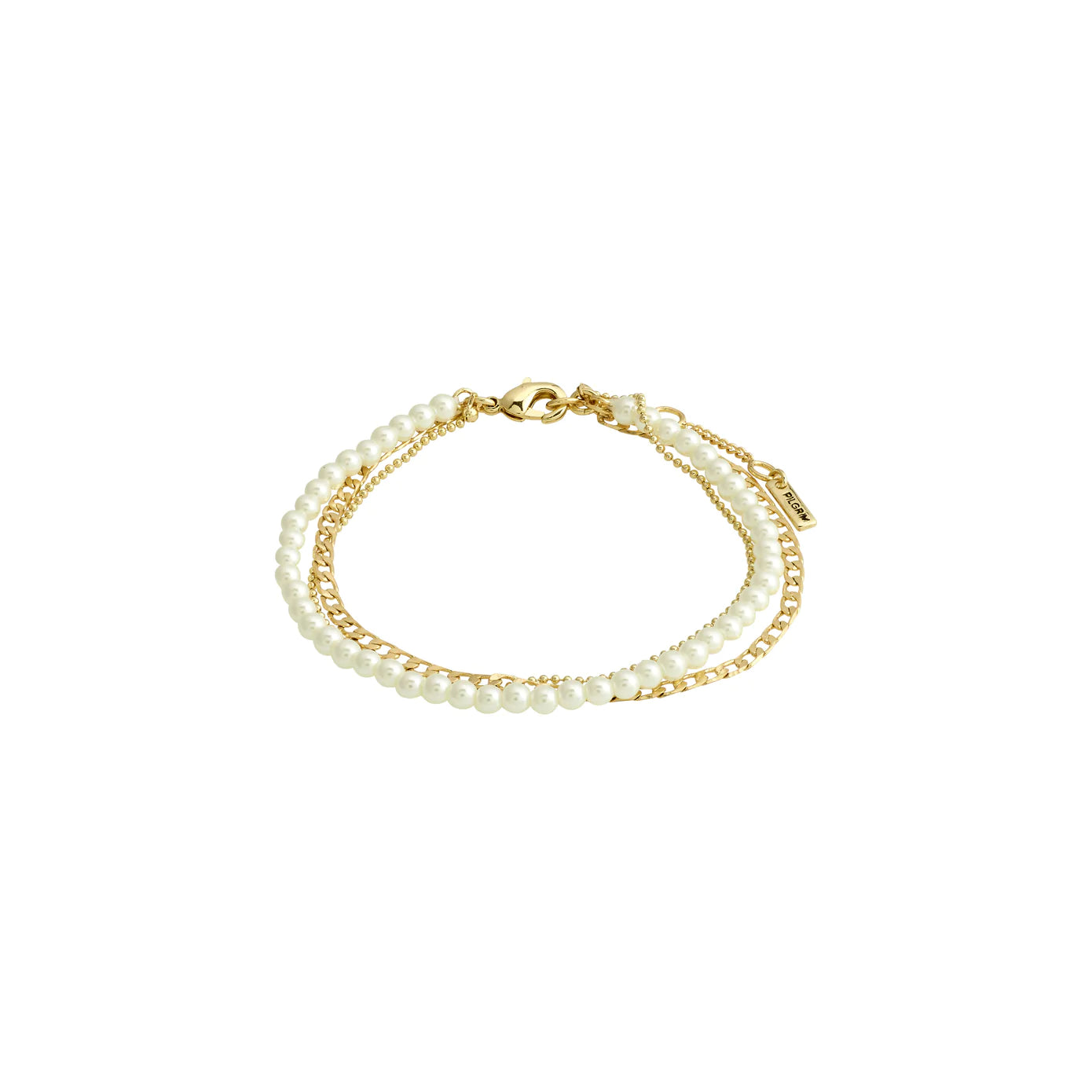 Diamond Cuff Bracelet-Baker Gold Plated 3-in-1 Pearl Bracelet