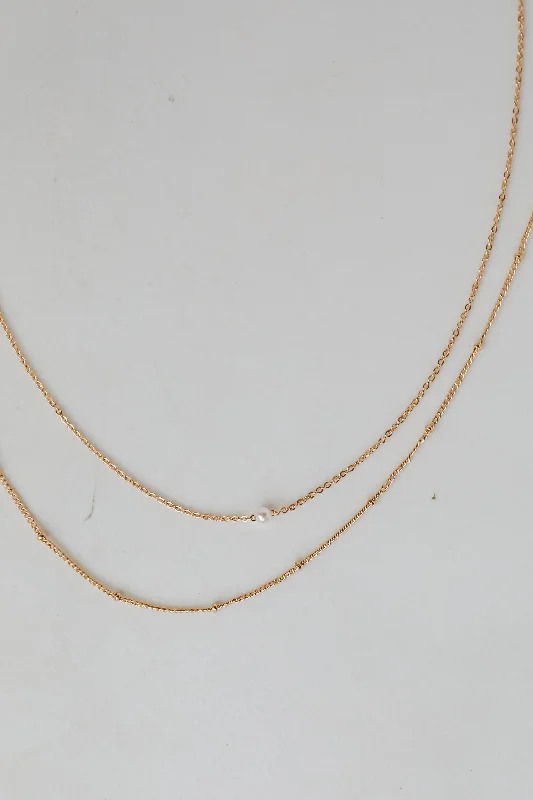 Natural Gemstone Necklace-Kate Gold Layered Chain Necklace