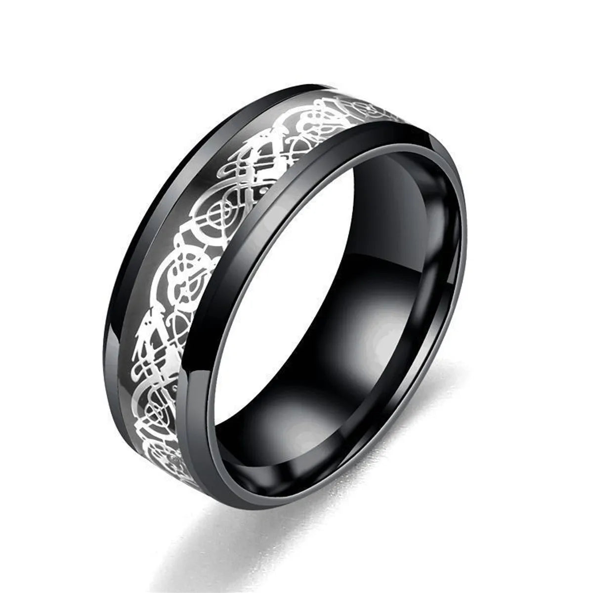 Black Ring Black Background Silver-Strip