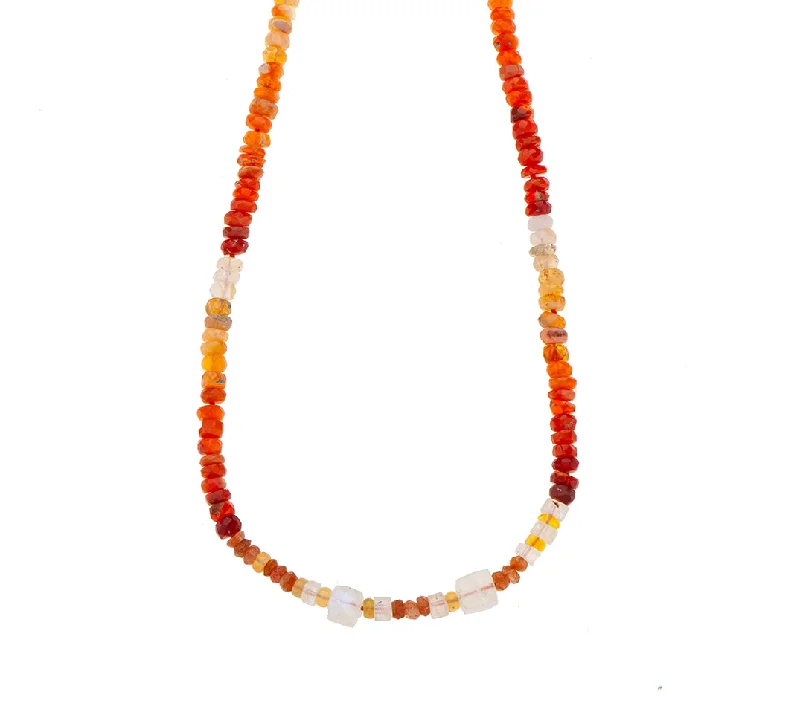 Cute Pendant Necklace-Nava Zahavi Fire Opal and Moonstone Necklace