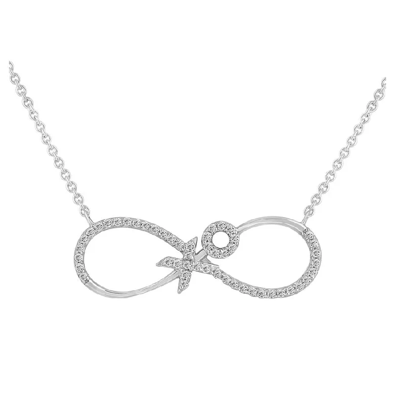 Adjustable Choker Necklace-LADIES NECKLACE 0.15CT ROUND DIAMOND 10K WHITE GOLD