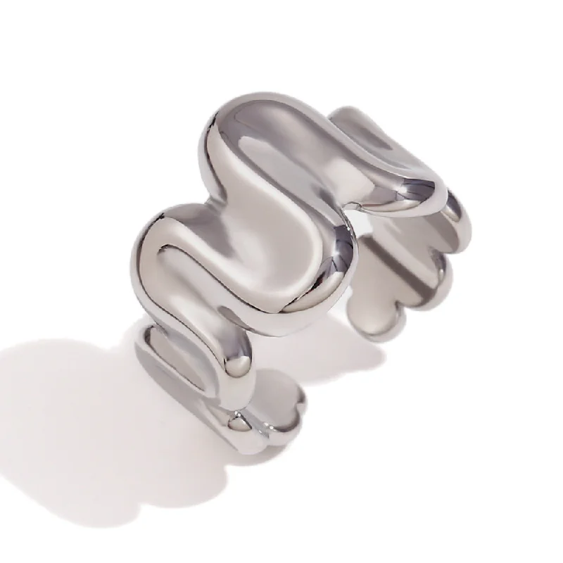 Wave Spring Shaped Open Ring - Steel