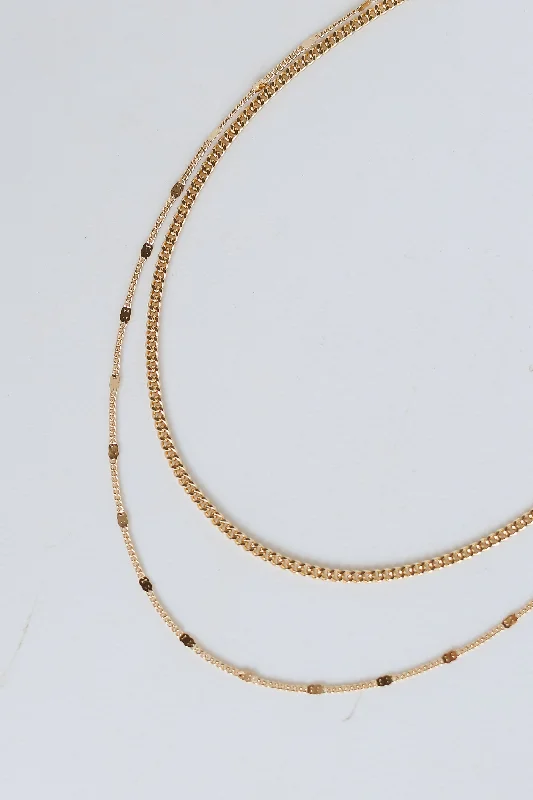 Rose Gold Chain Necklace-FINAL SALE - Katherine Gold Layered Chain Necklace