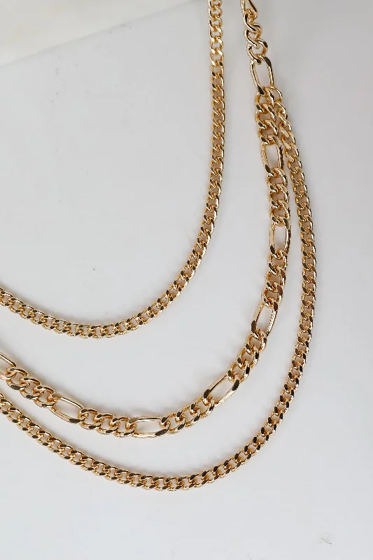 Vintage Pendant Necklace-Quinn Gold Layered Chain Necklace