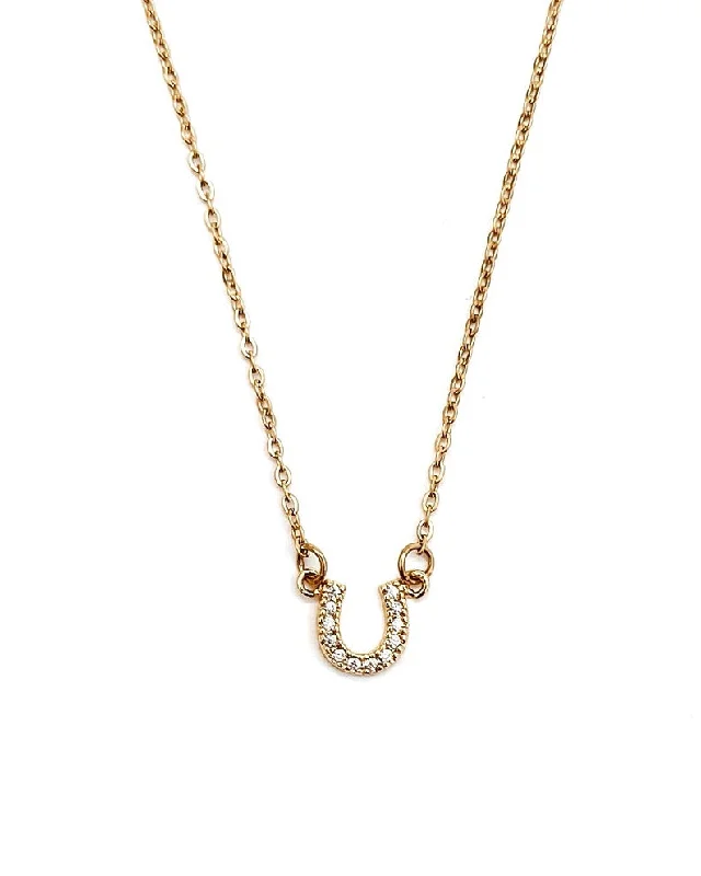 Layered Pearl Necklace-Sylvia Tiny Horseshoe Necklace