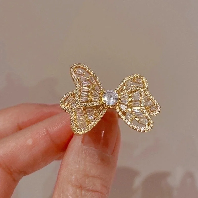 23# Open Ring-Real Gold Electroplated Zircon Bow