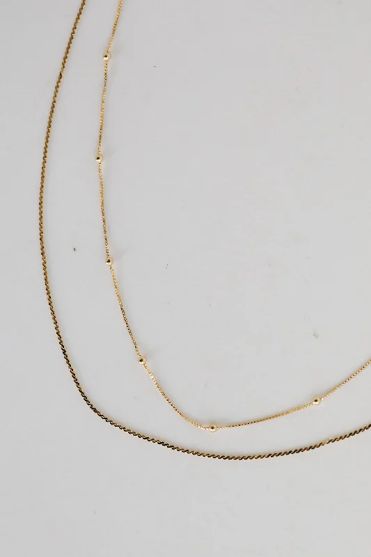 Silver Choker Necklace-Alina Gold Layered Chain Necklace