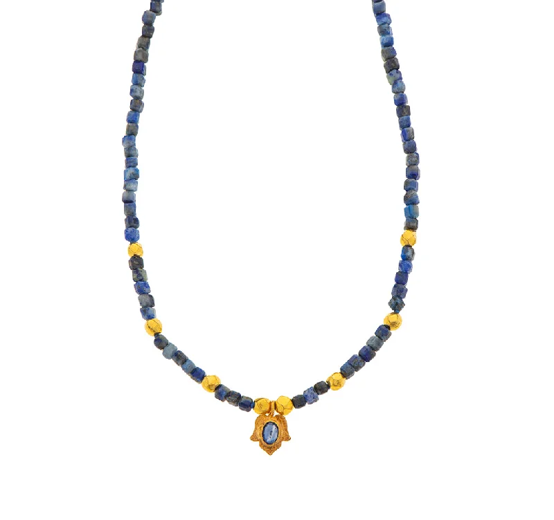 Simple Bar Necklace-Nava Zahavi Yellow Gold Lapis Necklace