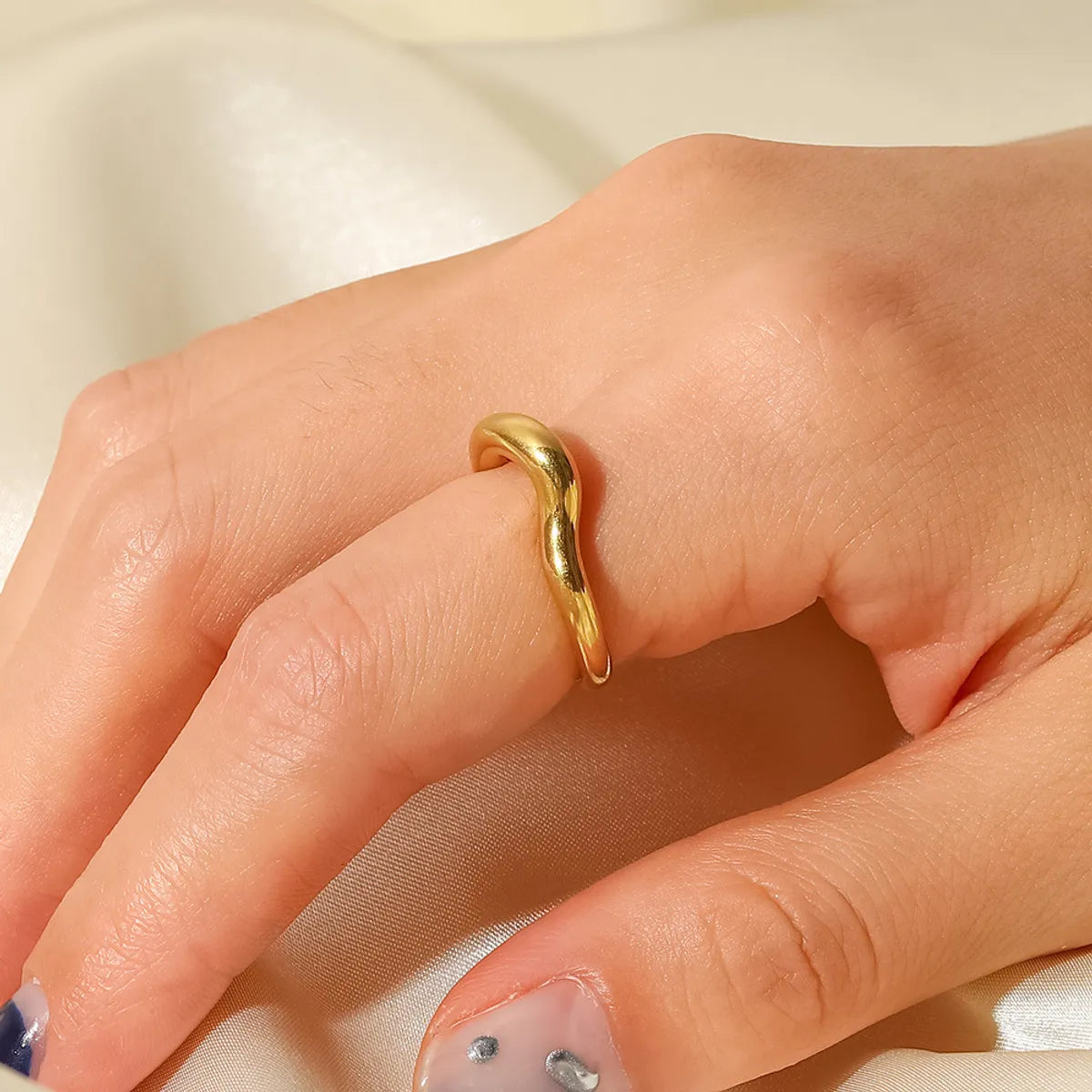 Silver Ring with Birthstone-Simple Style Irregular Stainless Steel Gold Plated Gold Plated Open Ring