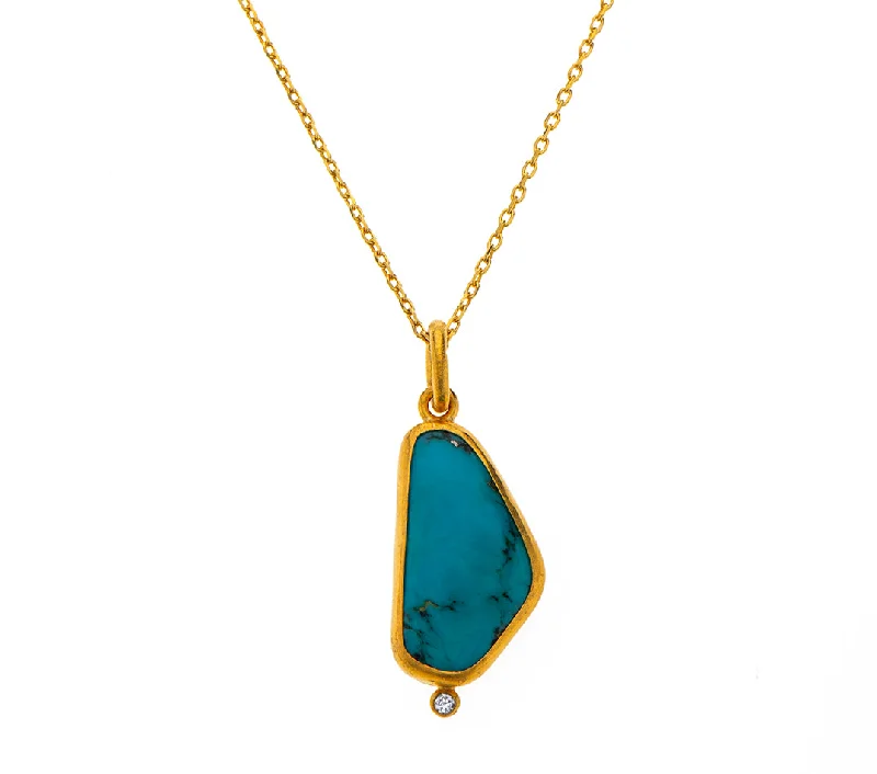 Double Pendant Necklace-Nava Zahavi Bright Turquoise Necklace