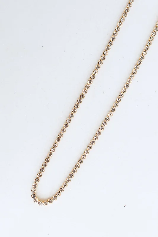 Silver Pendant Necklace-FINAL SALE - Kayla Gold Rhinestone Necklace