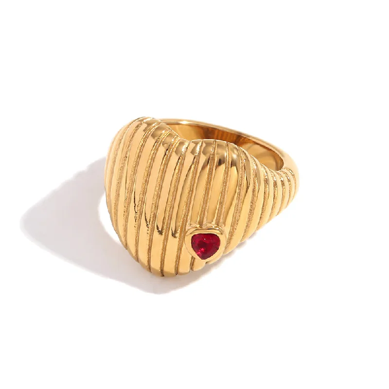 Love Vertical Pattern Diamond Ring - Gold - Size 6