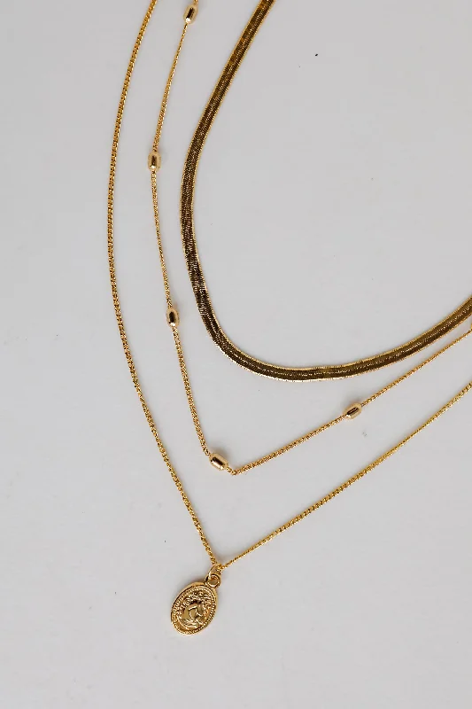 Simple Choker Necklace-Alison Gold Layered Chain Necklace