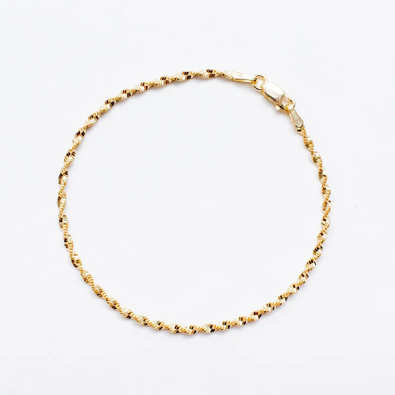 Luxury Gemstone Bracelet-Gold Plated Twisted Rope Bracelet