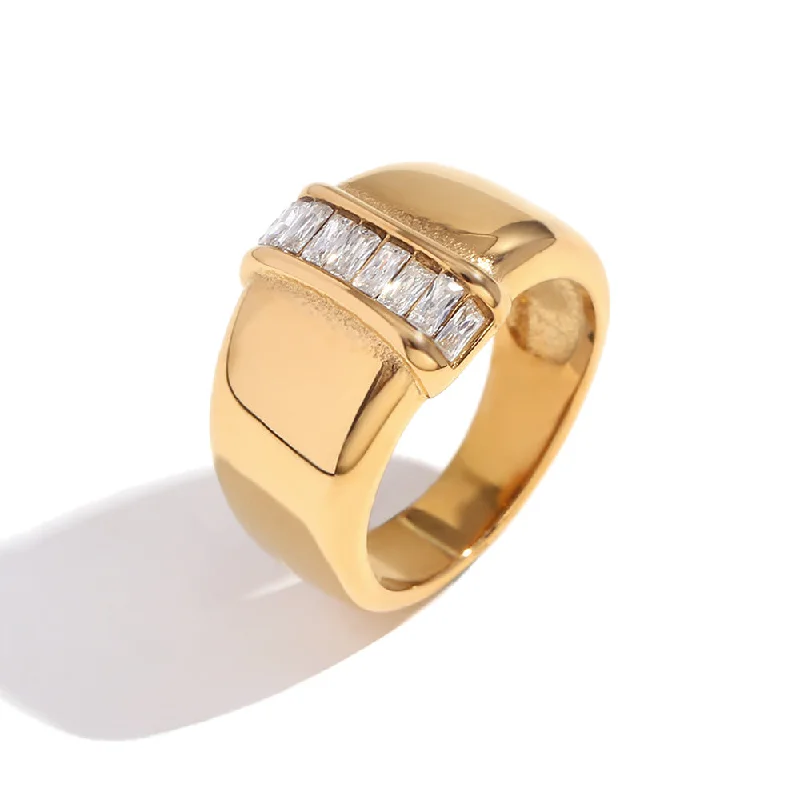 Simple Single Row Diamond Ring - Gold - Size 6