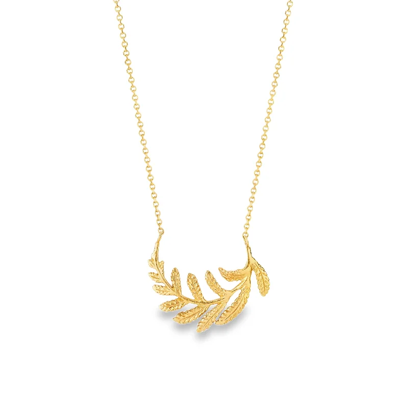 Sparkling Crystal Necklace-Gold Fern Hoop Necklace