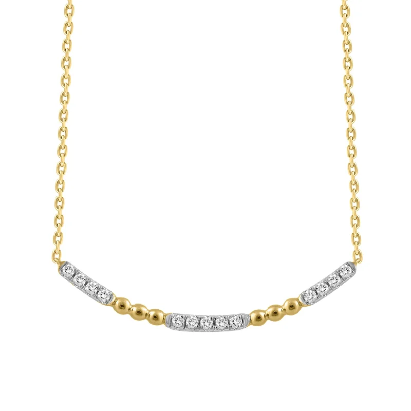 Elegant Gold Pendant Necklace-LADIES NECKLACE 0.16CT ROUND DIAMOND 10K YELLOW GOLD