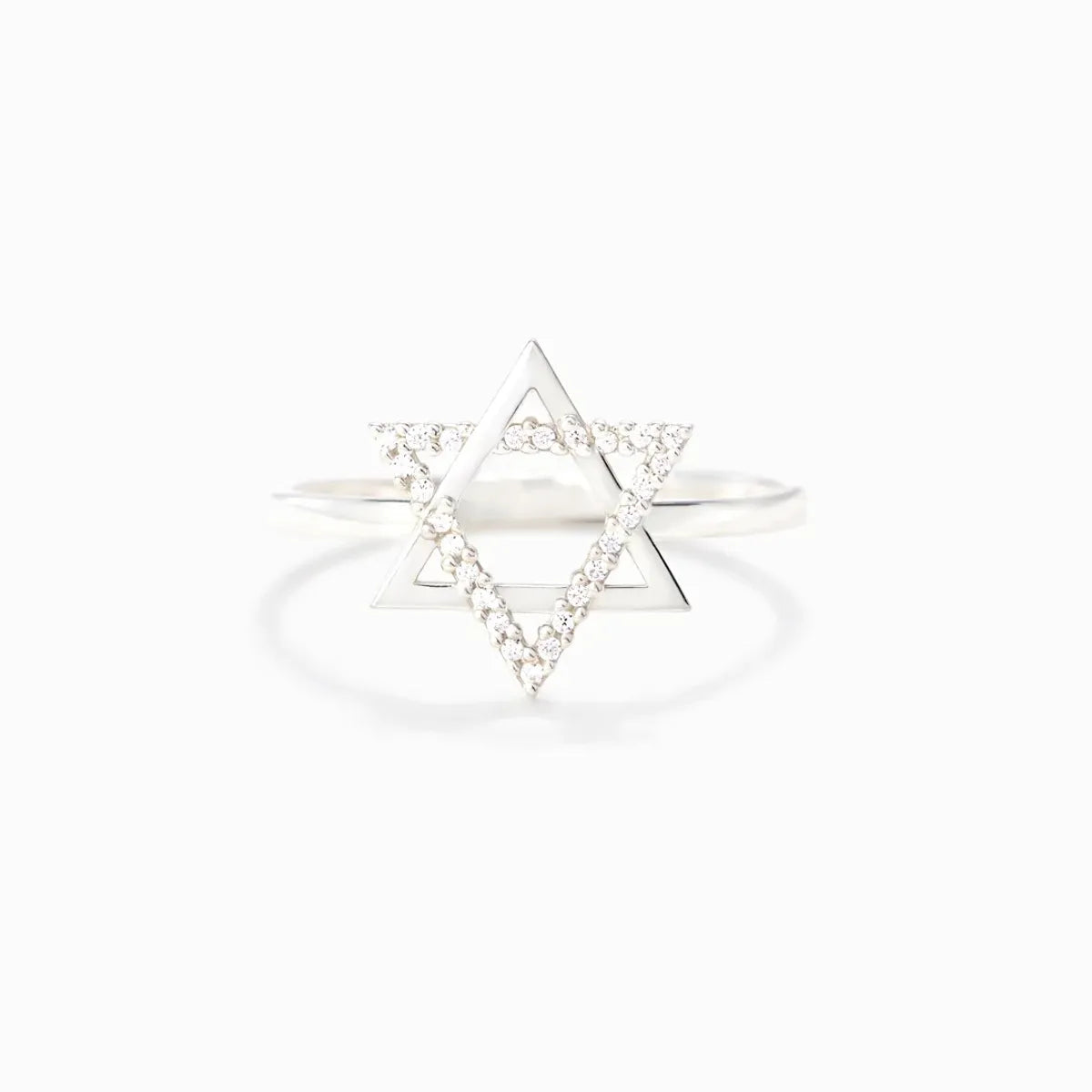 Customized Gemstone Engagement Ring-Sterling Silver Simple Style Hexagram Geometric Plating Rings