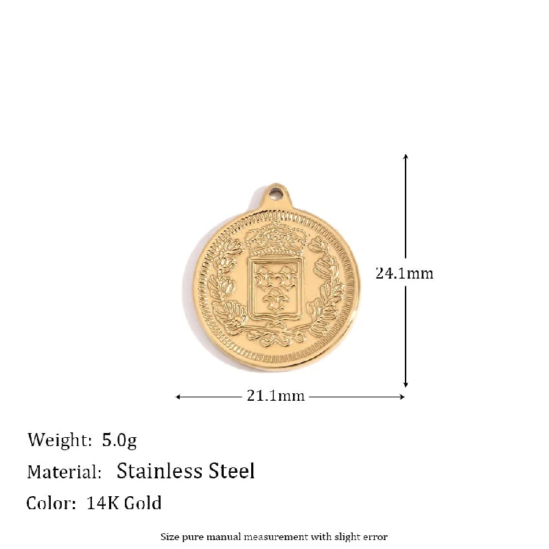 Front and back French Republic coin pendant - gold