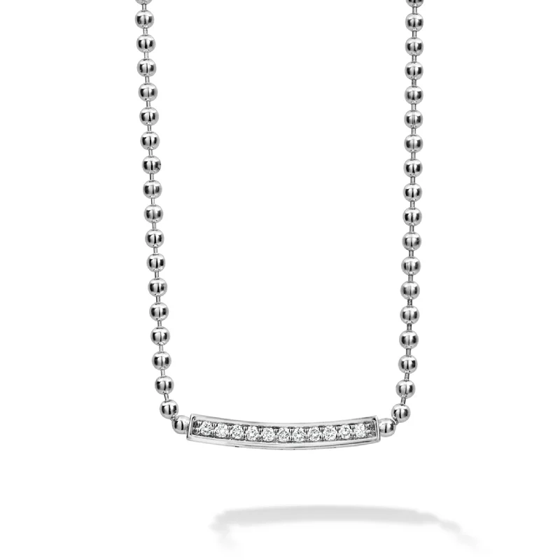 Crystal Charm Necklace-Caviar Spark Small Station Diamond Beaded Necklace